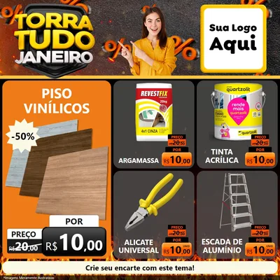 Modelo de Rede Social para Feed Facebook com o tema Torra Tudo Janeiro para Material para Construção