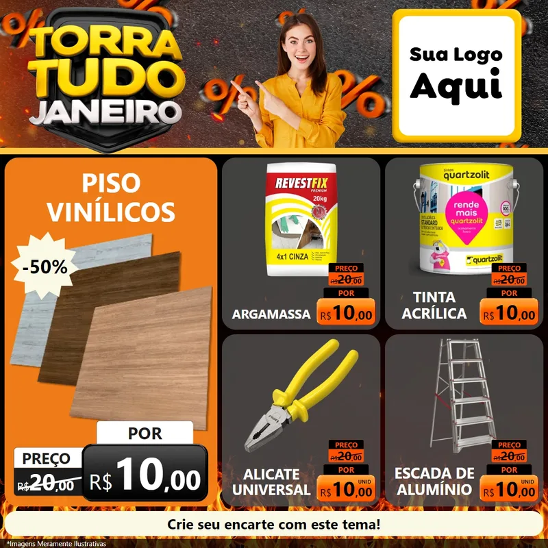 Modelo de Rede Social para Feed Facebook com o tema Torra Tudo Janeiro para Material para Construção