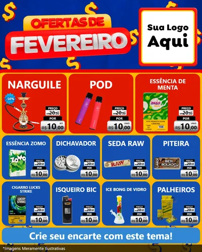 Modelo de Rede Social para Feed Instagram com o tema Ofertas de Fevereiro para Tabacaria