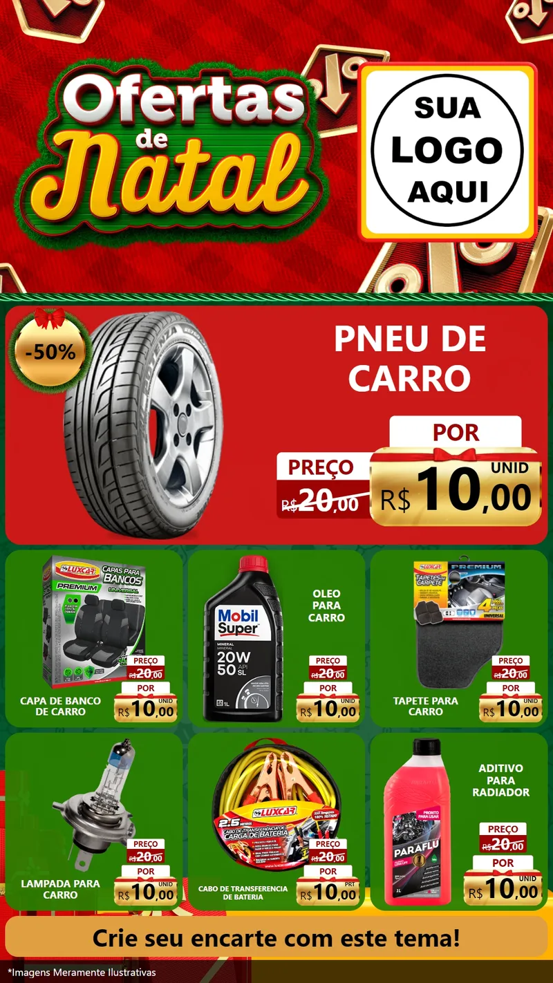 Modelo de Rede Social para Stories com o tema Ofertas de Natal para Auto peças
