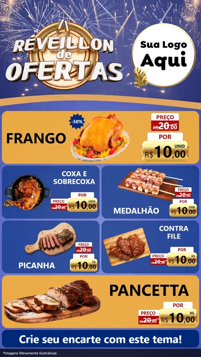 Modelo de TV para TV Vertical com o tema Réveillon de Ofertas para Assados