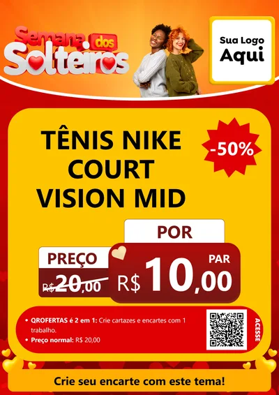Modelo de Cartaz para Cartaz A4 Vertical com o tema Semana dos Solteiros para Calçados