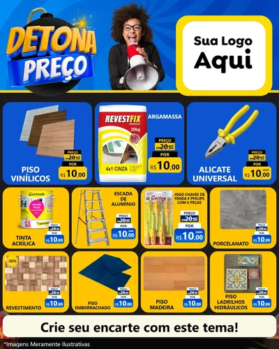 Modelo de Rede Social para Feed Instagram com o tema Detona Preços para Material para Construção