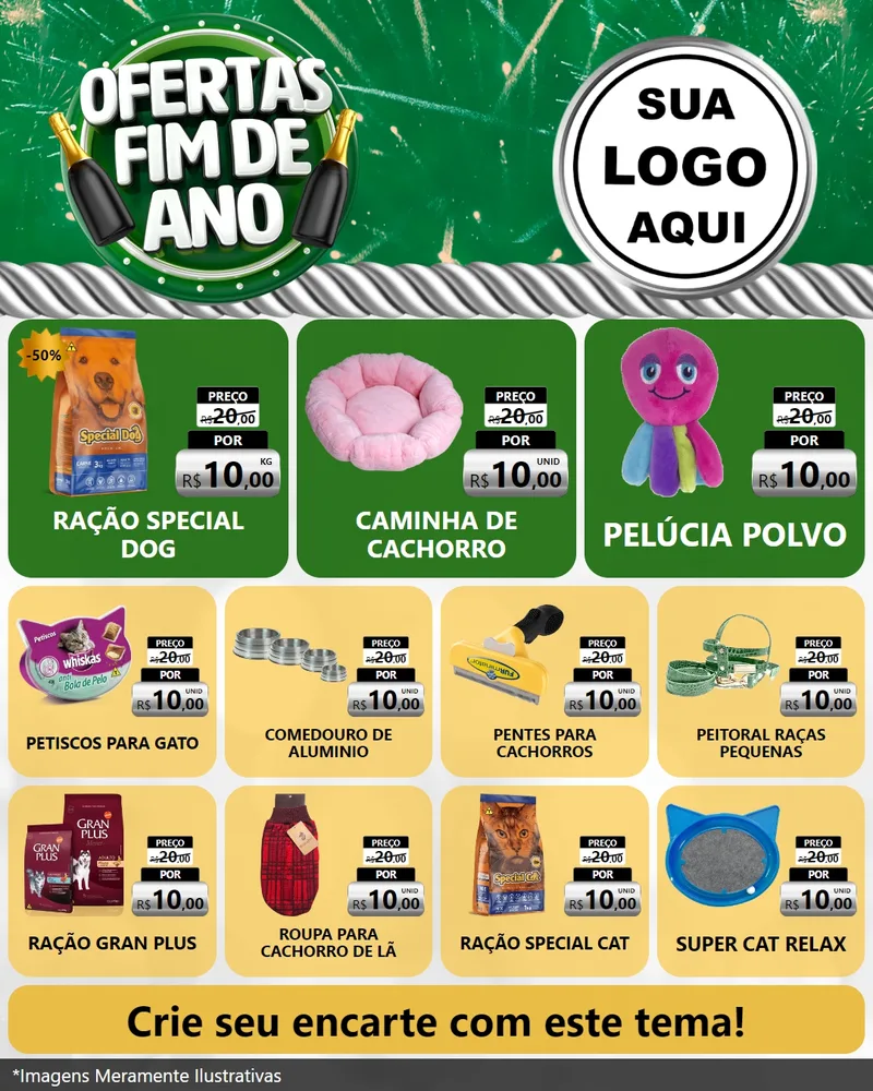 Modelo de Rede Social para Feed Instagram com o tema Ofertas Fim de Ano para Pet Shop