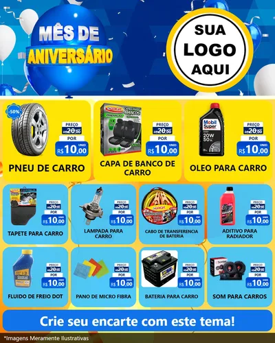 Modelo de Rede Social para Feed Instagram com o tema Mês de Aniversário para Auto peças