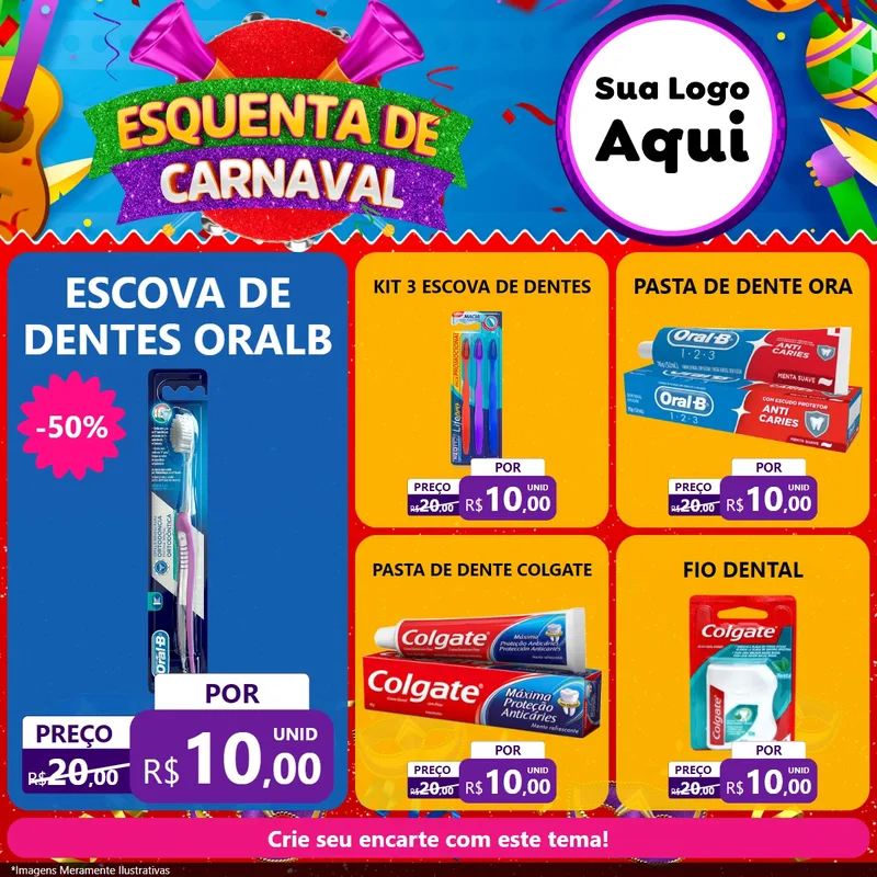 Modelo de Rede Social para Feed Facebook com o tema Esquenta de Carnaval para Higiene Pessoal