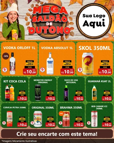 Modelo de Rede Social para Feed Instagram com o tema Mega Saldão de Outono para Distribuidora de bebidas