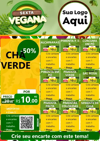 Modelo de Cartaz para Cartaz A4 Vertical com o tema Sexta Vegana para Produtos Naturais