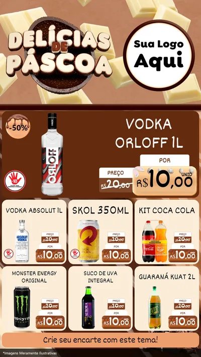 Modelo de Rede Social para Stories com o tema Delícias de Páscoa para Distribuidora de bebidas