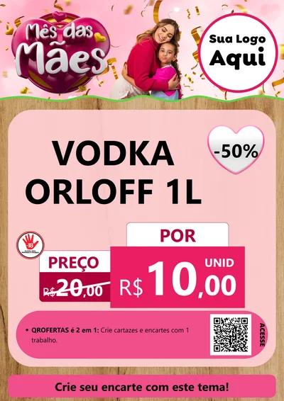 Modelo de Cartaz para Cartaz A4 Vertical com o tema Mês das Mães para Distribuidora de bebidas