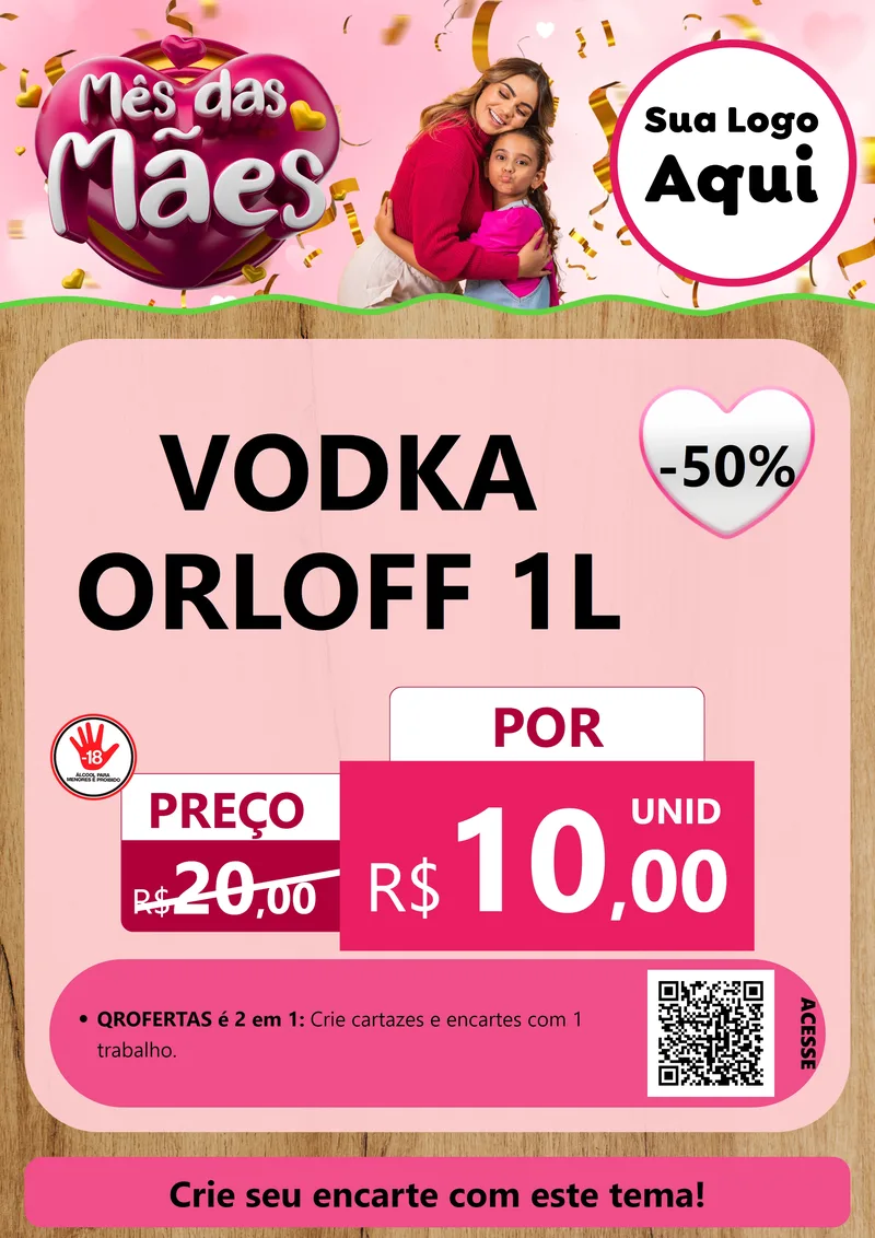 Modelo de Cartaz para Cartaz A4 Vertical com o tema Mês das Mães para Distribuidora de bebidas