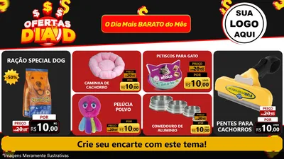 Modelo de TV para TV Horizontal com o tema Ofertas Dia D para Pet Shop