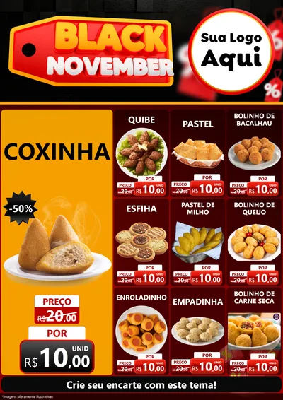 Modelo de Encarte para Encarte A4 Vertical com o tema Black November para Salgadaria