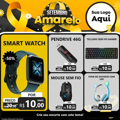 Modelo de Rede Social para Feed Facebook com o tema Setembro Amarelo para Informática
