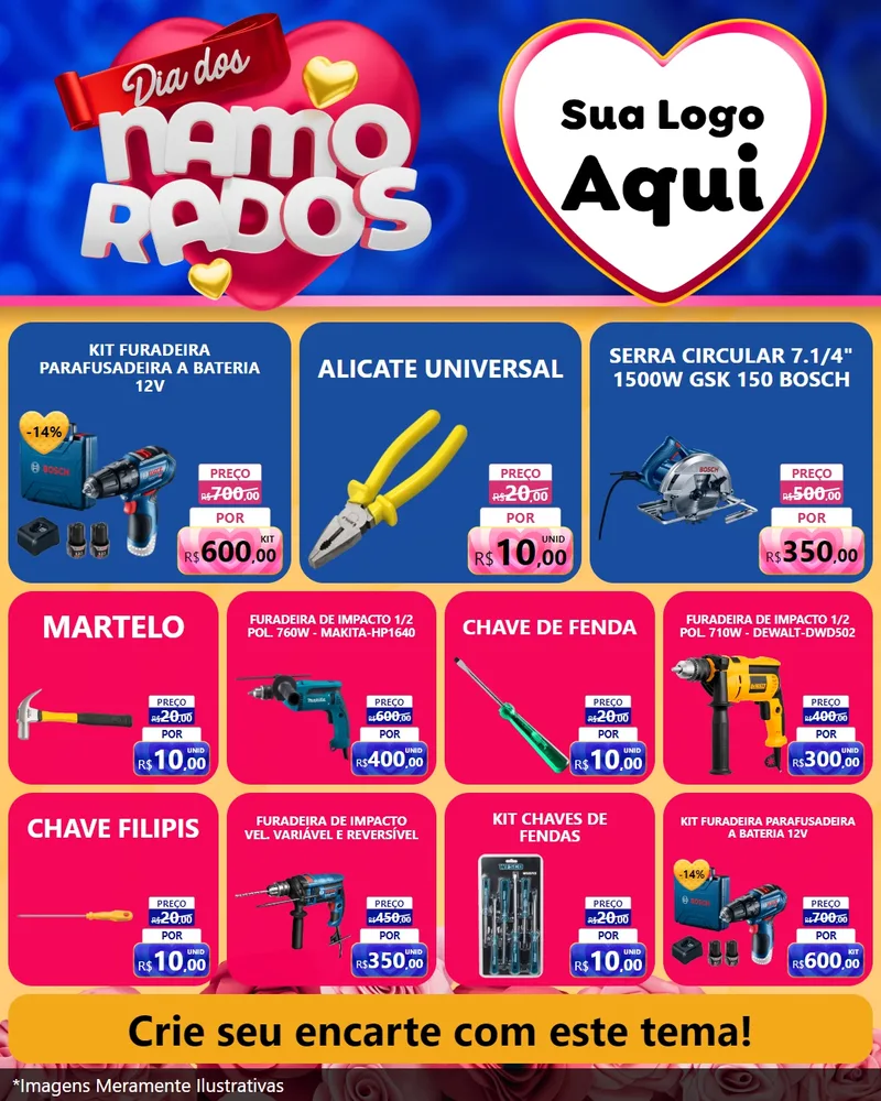Modelo de Rede Social para Feed Instagram com o tema Dia dos namorados para Maquinas e Ferramentas