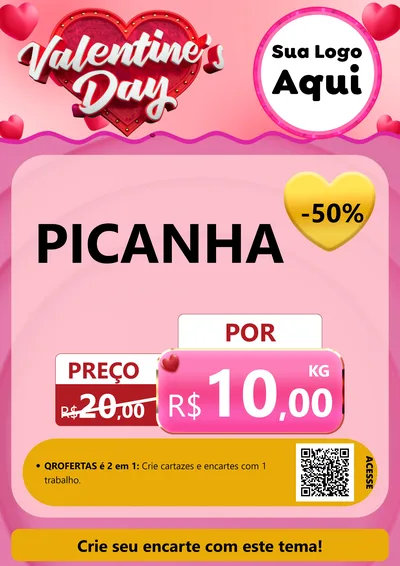 Modelo de Cartaz para Cartaz A4 Vertical com o tema Valentine's Day para Açougue