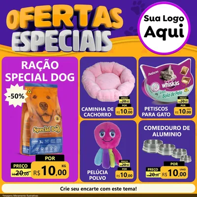 Modelo de Rede Social para Feed Facebook com o tema Ofertas Especiais para Pet Shop