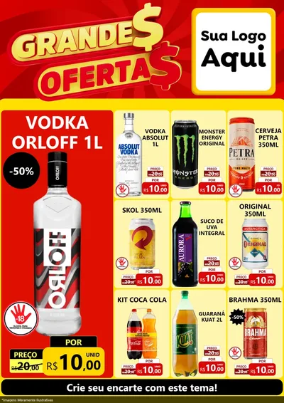 Modelo de Encarte para Encarte A4 Vertical com o tema Grandes Ofertas para Distribuidora de bebidas