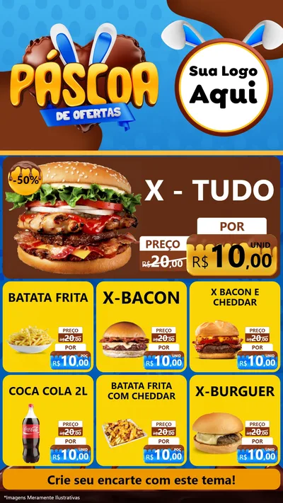 Modelo de Rede Social para Stories com o tema Páscoa de Ofertas para Hamburgueria