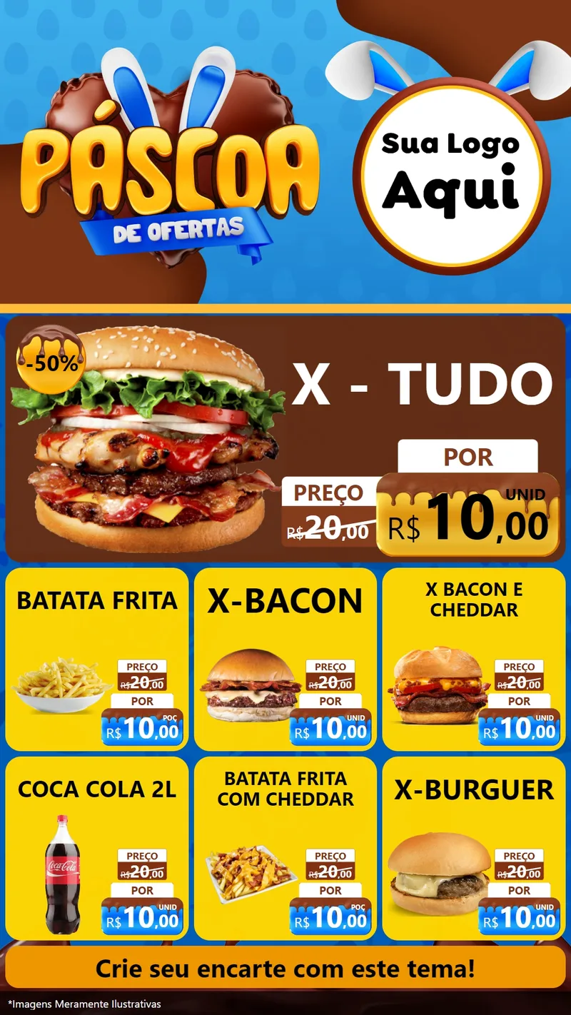 Modelo de Rede Social para Stories com o tema Páscoa de Ofertas para Hamburgueria