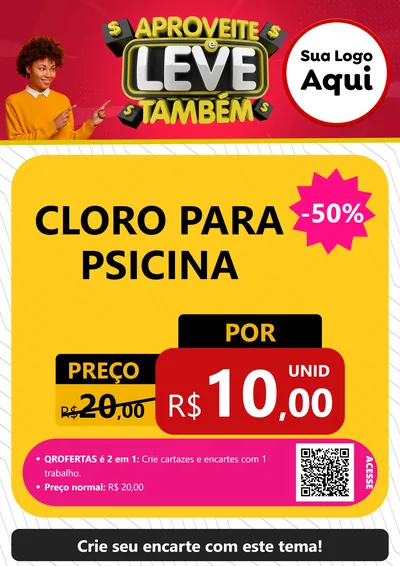 Modelo de Cartaz para Cartaz A4 Vertical com o tema Aproveite e Leve Também para Produtos para Piscina