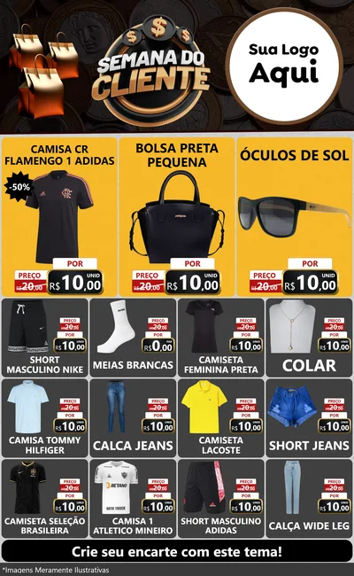 Modelo de Encarte para Encarte Grande com o tema Semana do Cliente para Roupas e acessórios