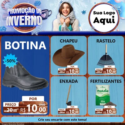 Modelo de Rede Social para Feed Facebook com o tema Promoção de Inverno para Agropecuária