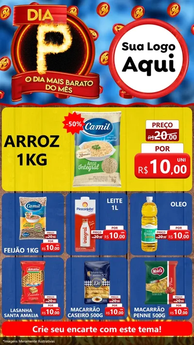 Modelo de Rede Social para Stories com o tema Dia P - O Dia Mais Barato Do Mês para Supermercado