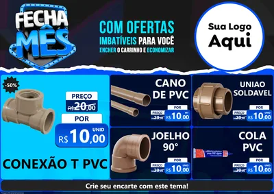 Modelo de Encarte para Encarte A4 Horizontal com o tema Fecha Mês para Tubos e conexões