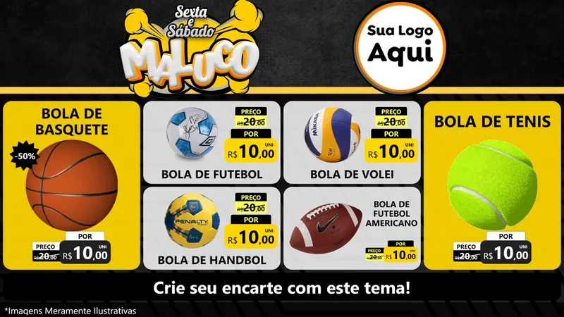 Modelo de TV para TV Horizontal com o tema Sexta e Sábado Maluco para Artigos Esportivos