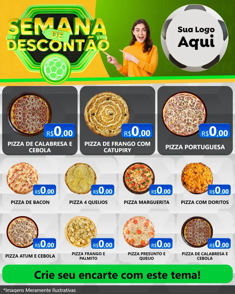 Modelo de Rede Social para Feed Instagram com o tema Semana de Descontão - Copa para Pizzaria