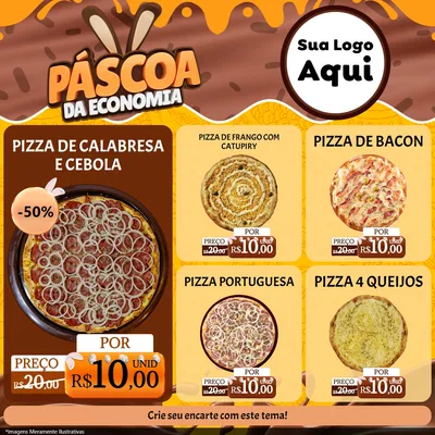 Modelo de Rede Social para Feed Facebook com o tema Páscoa da Economia para Pizzaria