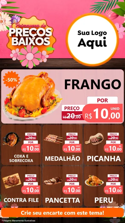 Modelo de Rede Social para Stories com o tema Primavera de Preços Baixos para Assados