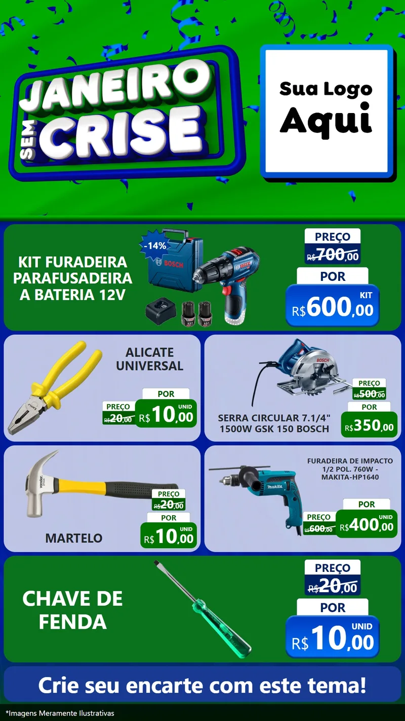 Modelo de TV para TV Vertical com o tema Janeiro Sem Crise para Maquinas e Ferramentas