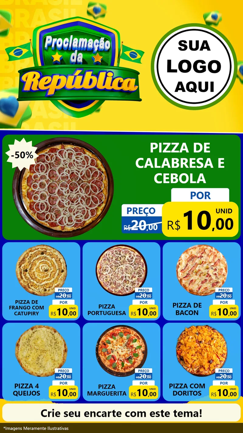 Modelo de Rede Social para Stories com o tema Proclamação da República para Pizzaria
