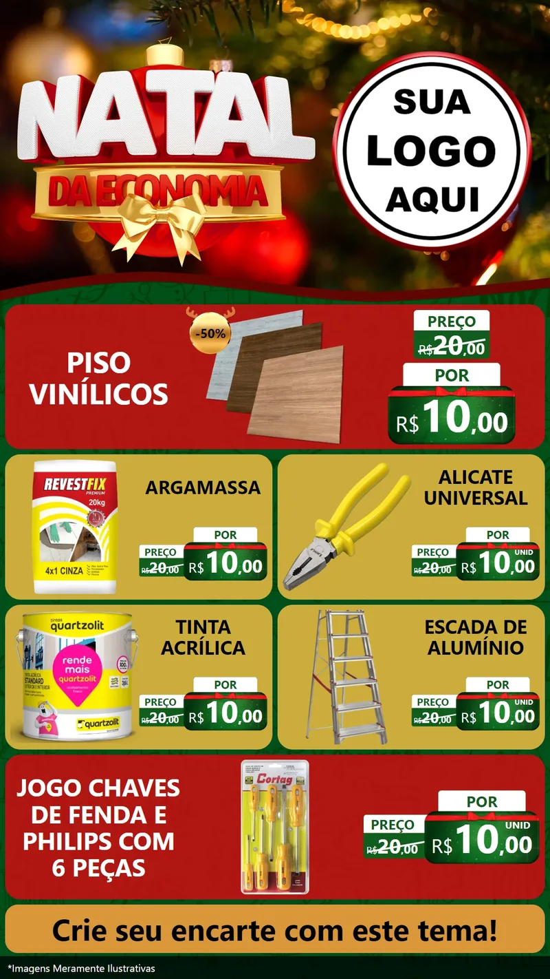 Modelo de TV para TV Vertical com o tema Natal da Economia para Material para Construção