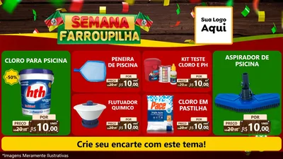 Modelo de TV para TV Horizontal com o tema Semana Farroupilha para Produtos para Piscina
