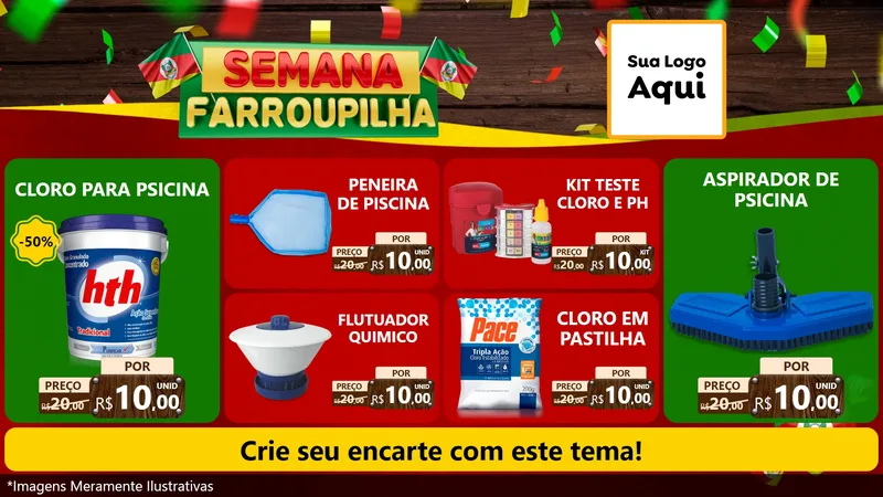 Modelo de TV para TV Horizontal com o tema Semana Farroupilha para Produtos para Piscina