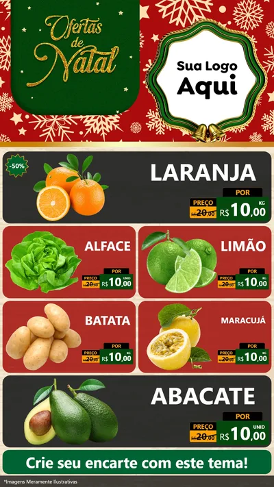 Modelo de TV para TV Vertical com o tema Natal de Ofertas para Hortifrúti