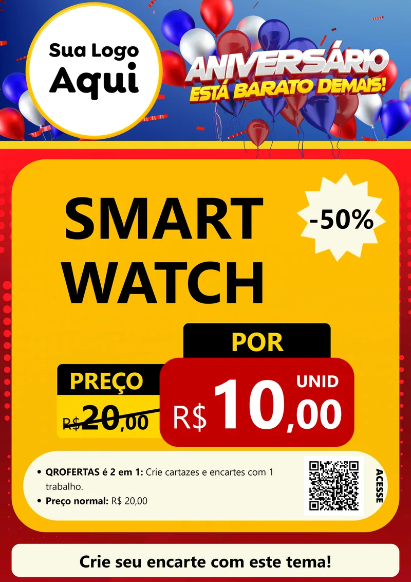 Modelo de Cartaz para Cartaz A4 Vertical com o tema Aniversário para Informática
