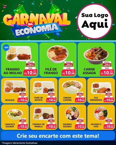 Modelo de Rede Social para Feed Instagram com o tema Carnaval da Economia para Restaurante