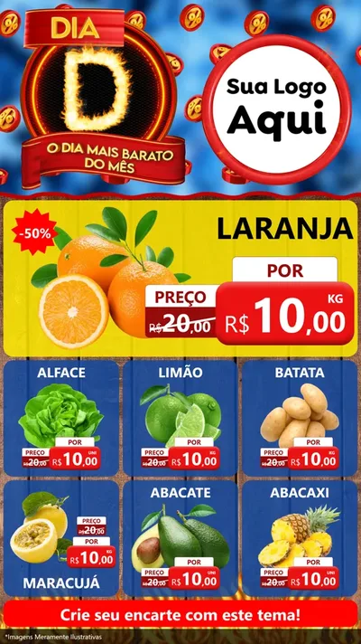 Modelo de Rede Social para Stories com o tema Dia D - O Dia Mais Barato Do Mês para Hortifrúti