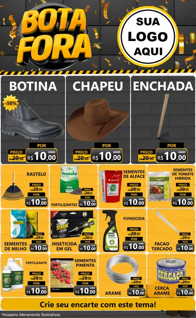 Modelo de Encarte para Encarte Grande com o tema Bota Fora para Agropecuária