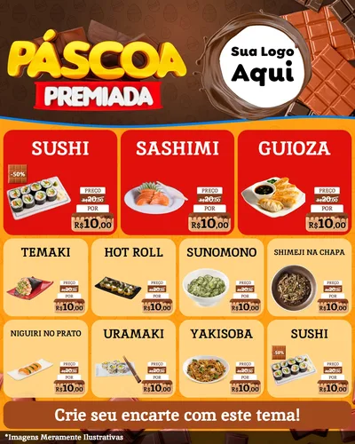 Modelo de Rede Social para Feed Instagram com o tema Páscoa Premiada para Comida japonesa