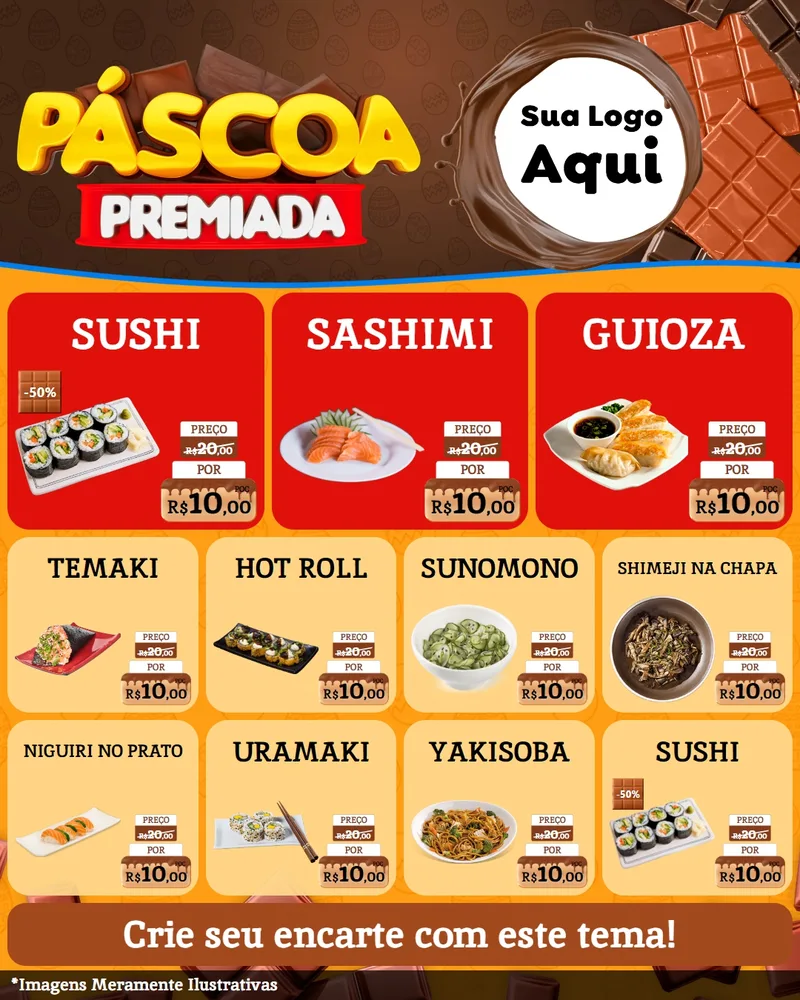 Modelo de Rede Social para Feed Instagram com o tema Páscoa Premiada para Comida japonesa