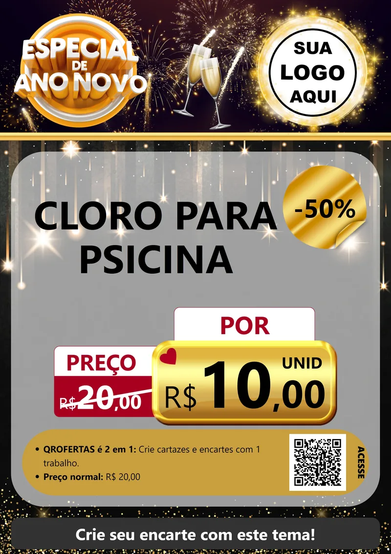Modelo de Cartaz para Cartaz A4 Vertical com o tema Especial de Ano Novo para Produtos para Piscina