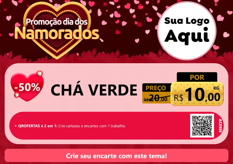 Modelo de Cartaz para Cartaz A4 Horizontal com o tema Promoção Dia Dos Namorados para Produtos Naturais