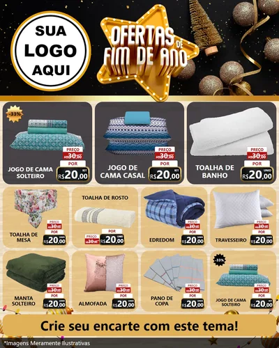 Modelo de Rede Social para Feed Instagram com o tema Ofertas de Fim de Ano para Cama, Mesa e Banho