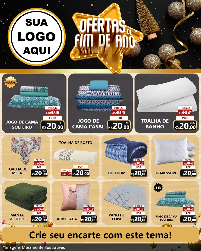 Modelo de Rede Social para Feed Instagram com o tema Ofertas de Fim de Ano para Cama, Mesa e Banho