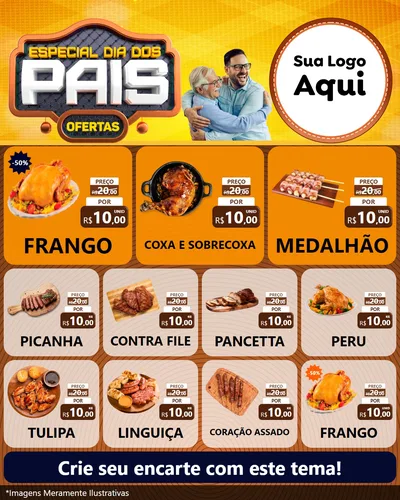 Modelo de Rede Social para Feed Instagram com o tema Especial Dia dos Pais para Assados